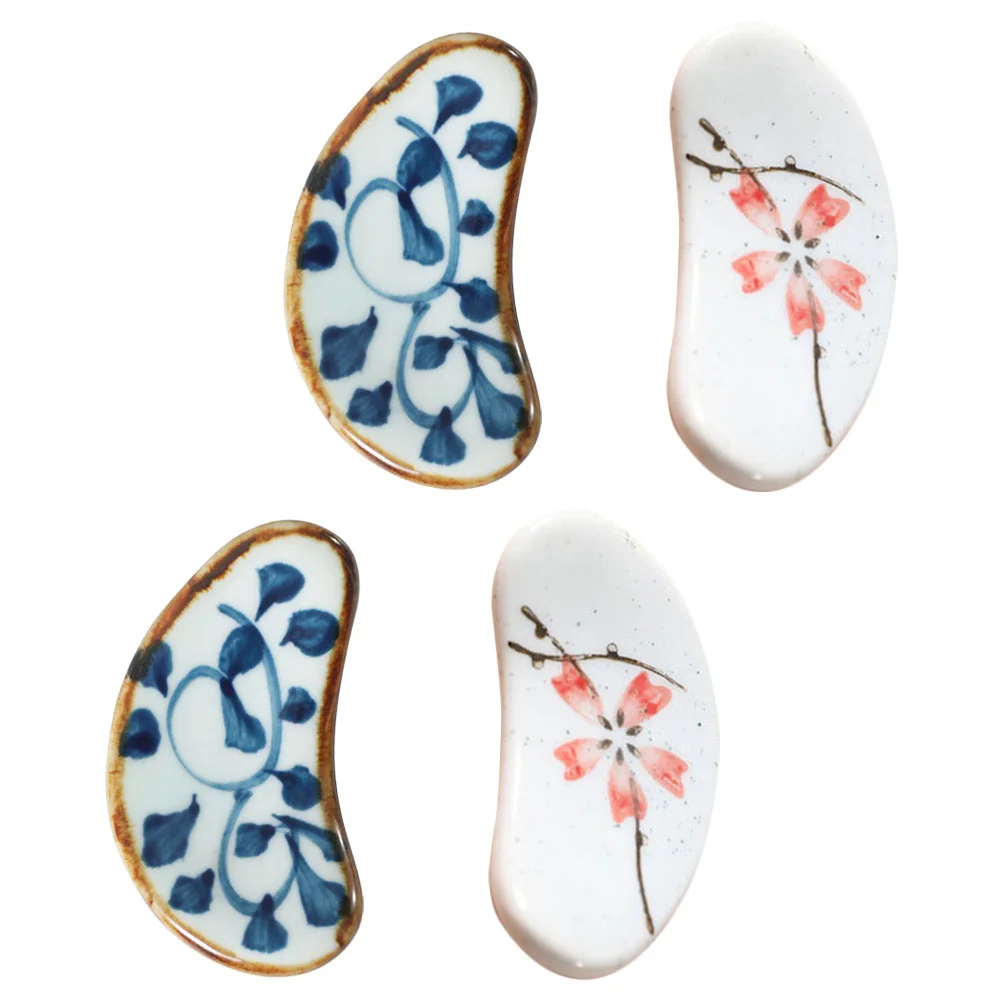 

4Pcs Retro Style Ceramics Chopsticks Racks Spoon Forks Rest Chopsticks Stands