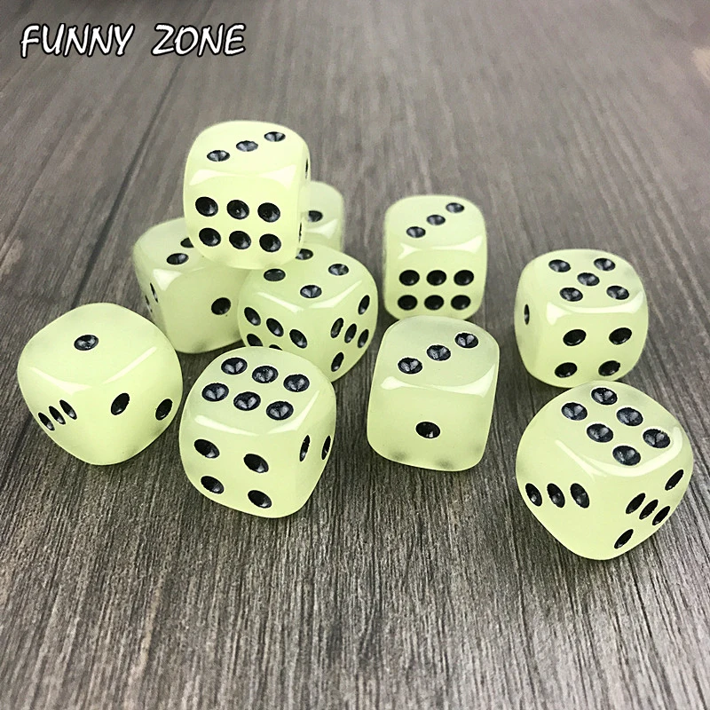 10Pcs Glow in the Dark Dice Cubes 6 Side 16mm Night Light luminous Toy Fun Board Game Entertainment|glow dark dice|game diceboard dice |