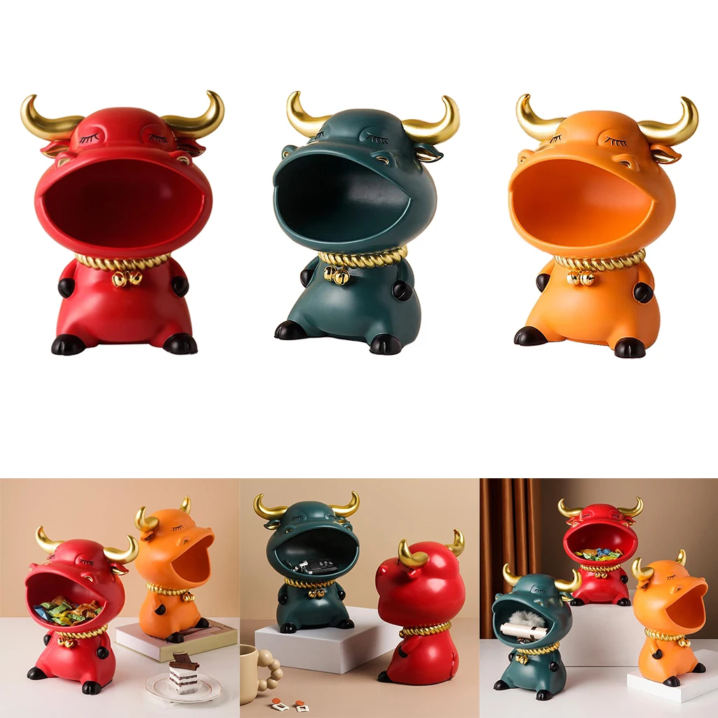 

Bull Statue Decoration Entrance Porch Key Storage Jewelry Remote Control Home Desktop Decor