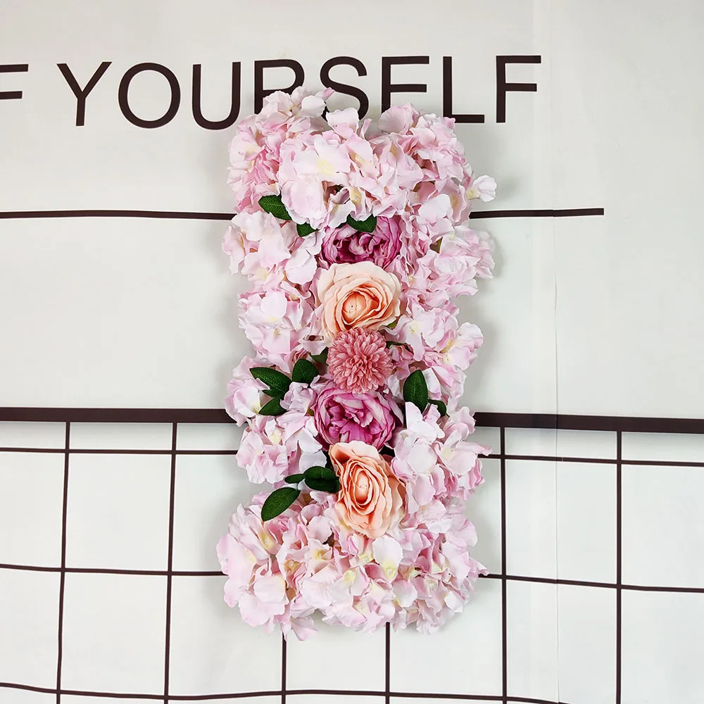 

27*55cm Artificial Hydrangea Flower Wall Wedding Arch Decor Silk Rose Flower Wall Wedding Backdrop Road Guide T Stage Layout