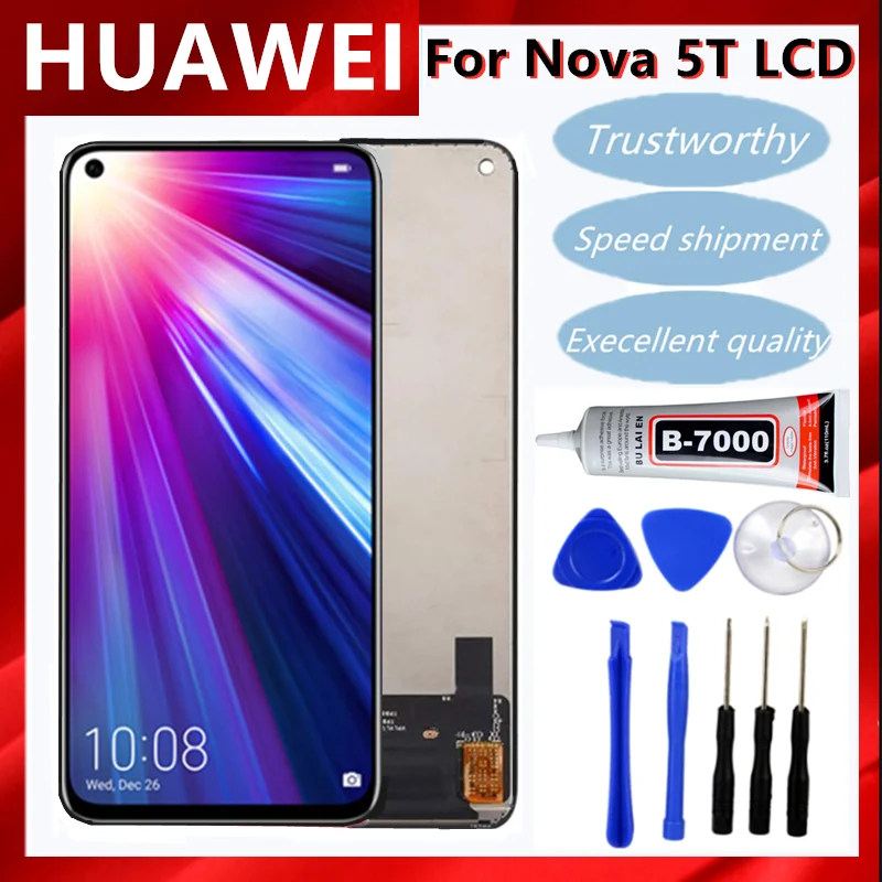 Display for Huawei Nova 5T LCD Display Touch Screen with Frame Replacement on for Nova 5t 5 t YAL-L21 L61A L61D L71A LCD Screen