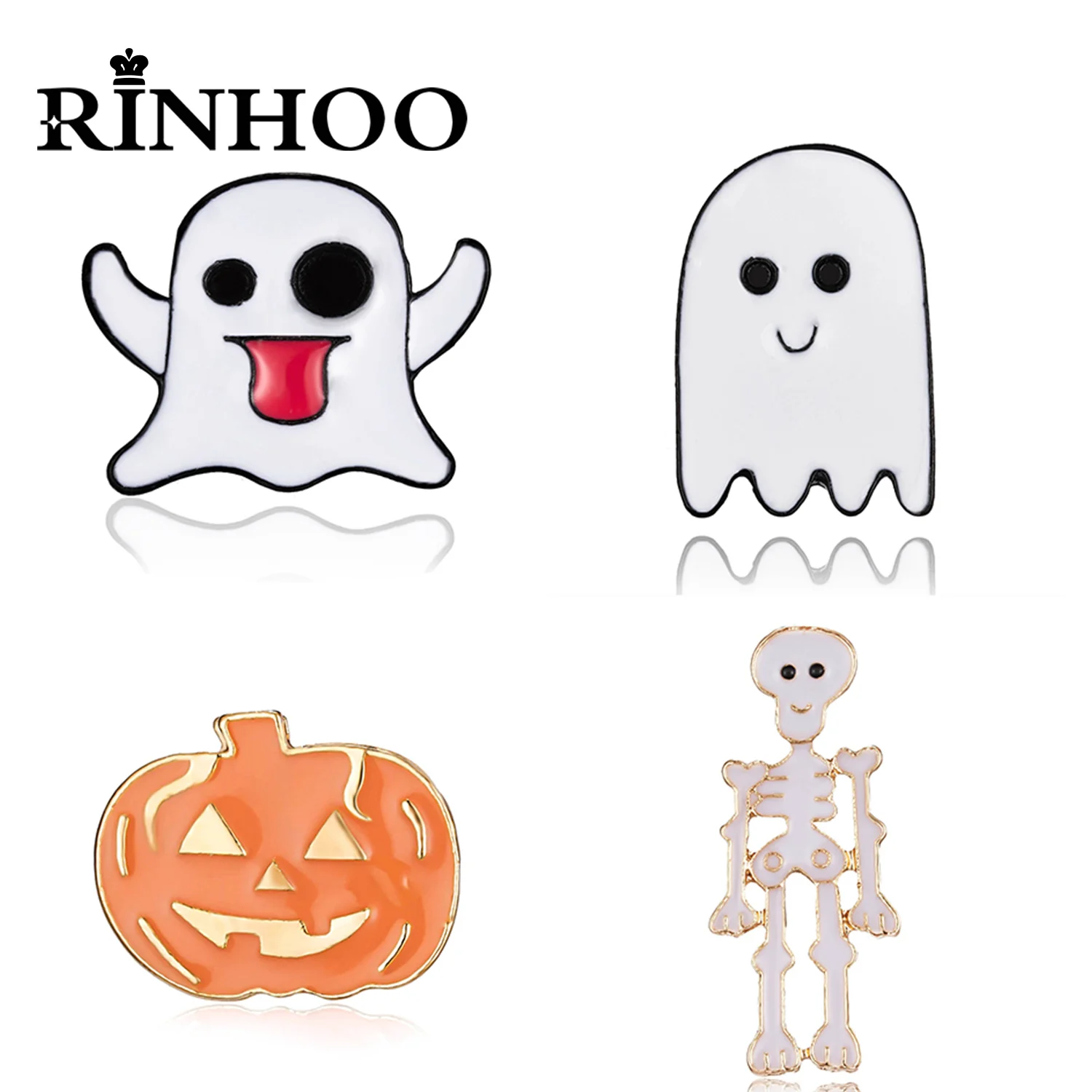 

Rinhoo Ghost Alien Enamel Pins Cute Skeleton Skull Trick or Treat Ghost Pumpkin Brooches Badges Fashion Pins Gifts for Friends