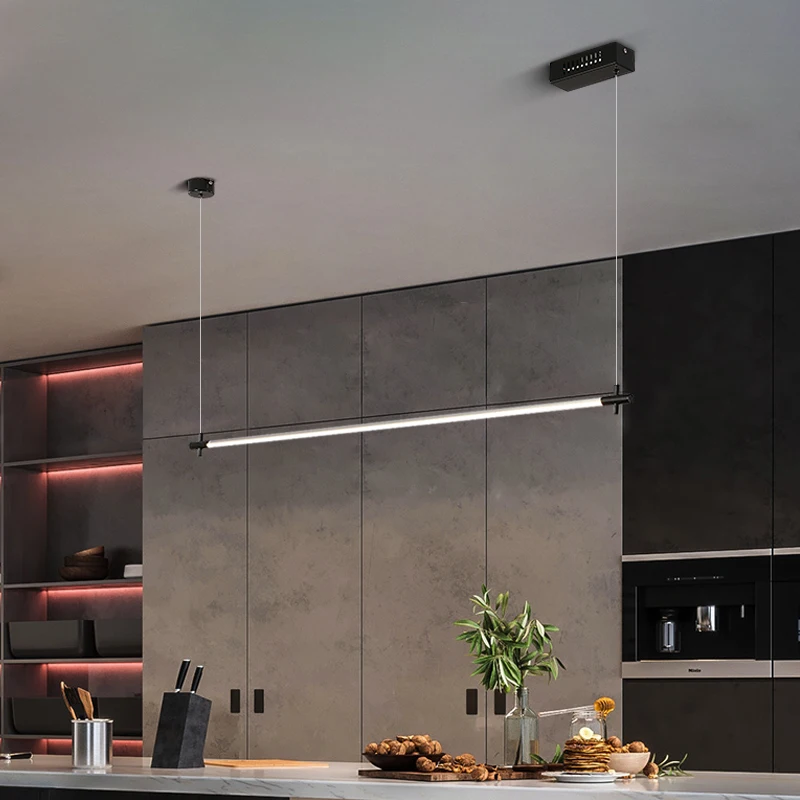 

Office living room chandelier modern minimalist creative long strip personality restaurant designer LED light