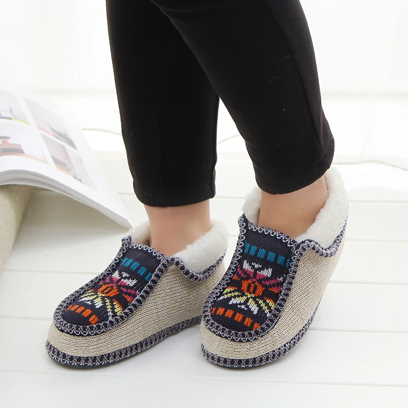 

2021 Plush Slippers Winter Warm Sun flower Knitted Home Slippers Soft Bottom Cotton Women Slippers Shoes Indoor Shoes Woman
