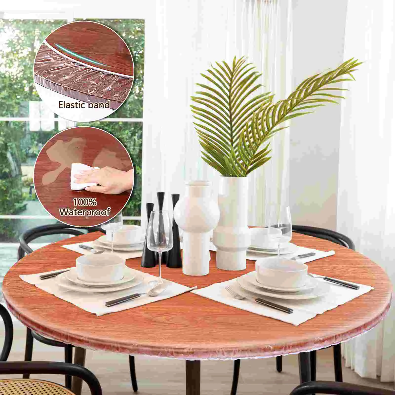 IMIKEYA круглая ПВХ скатерть прозрачная для стола устойчивая к морщинам эластичная