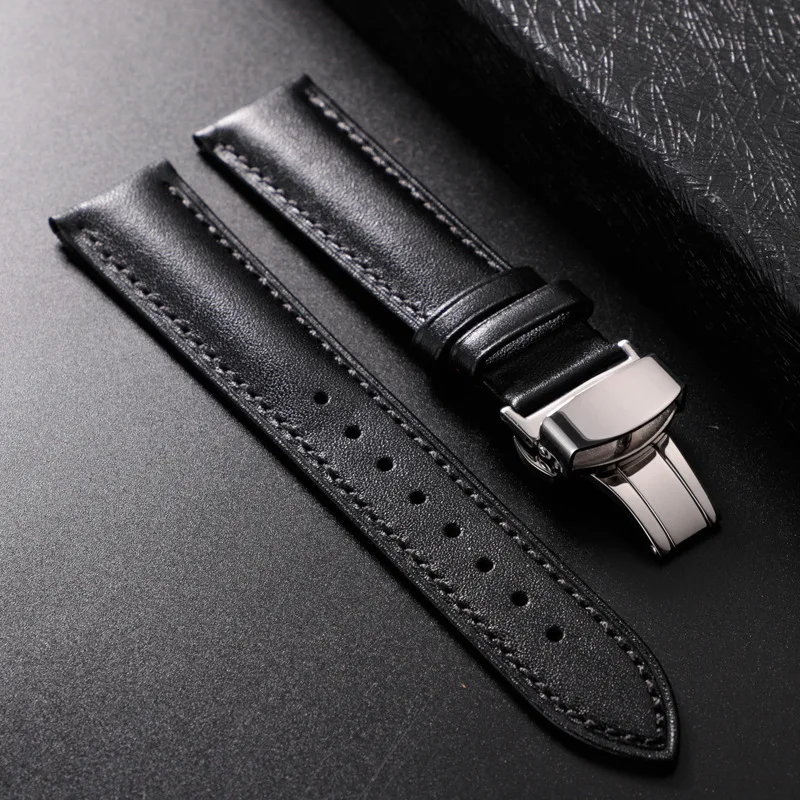 Black silver Италия телячья кожа ремешок для часов Quick Release для дизельных DZ Fossil DW CK Timex Армани часы ремешок 18 мм 20 мм 22 мм - Цвет ремешка: Black silver