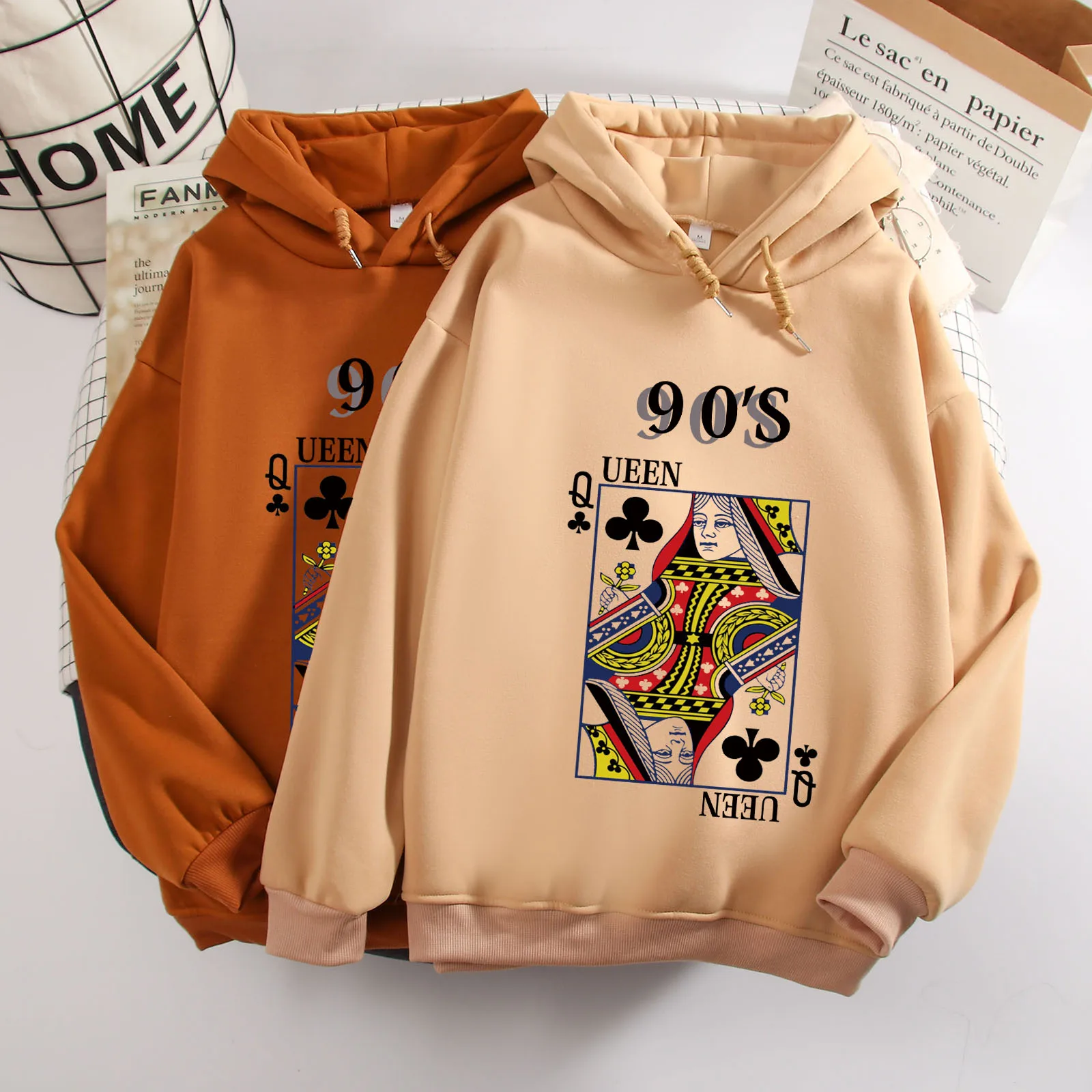 

Женская толстовка с капюшоном и принтом игральных карт, в стиле 90-х