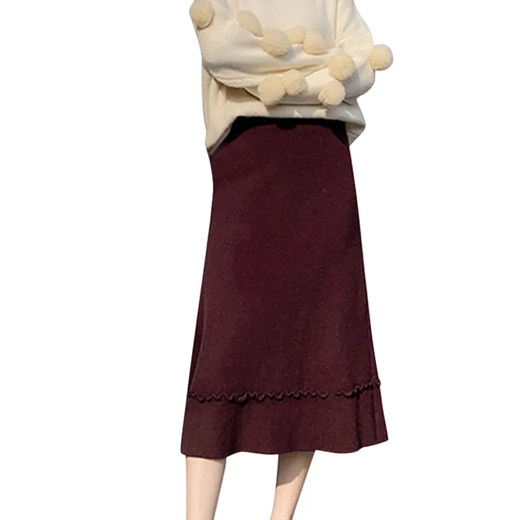 Faldas mujer moda юбки женские элегантные свободные однотонные зимние юбки для отдыха Длинные женские юбки jupe femme saia midi