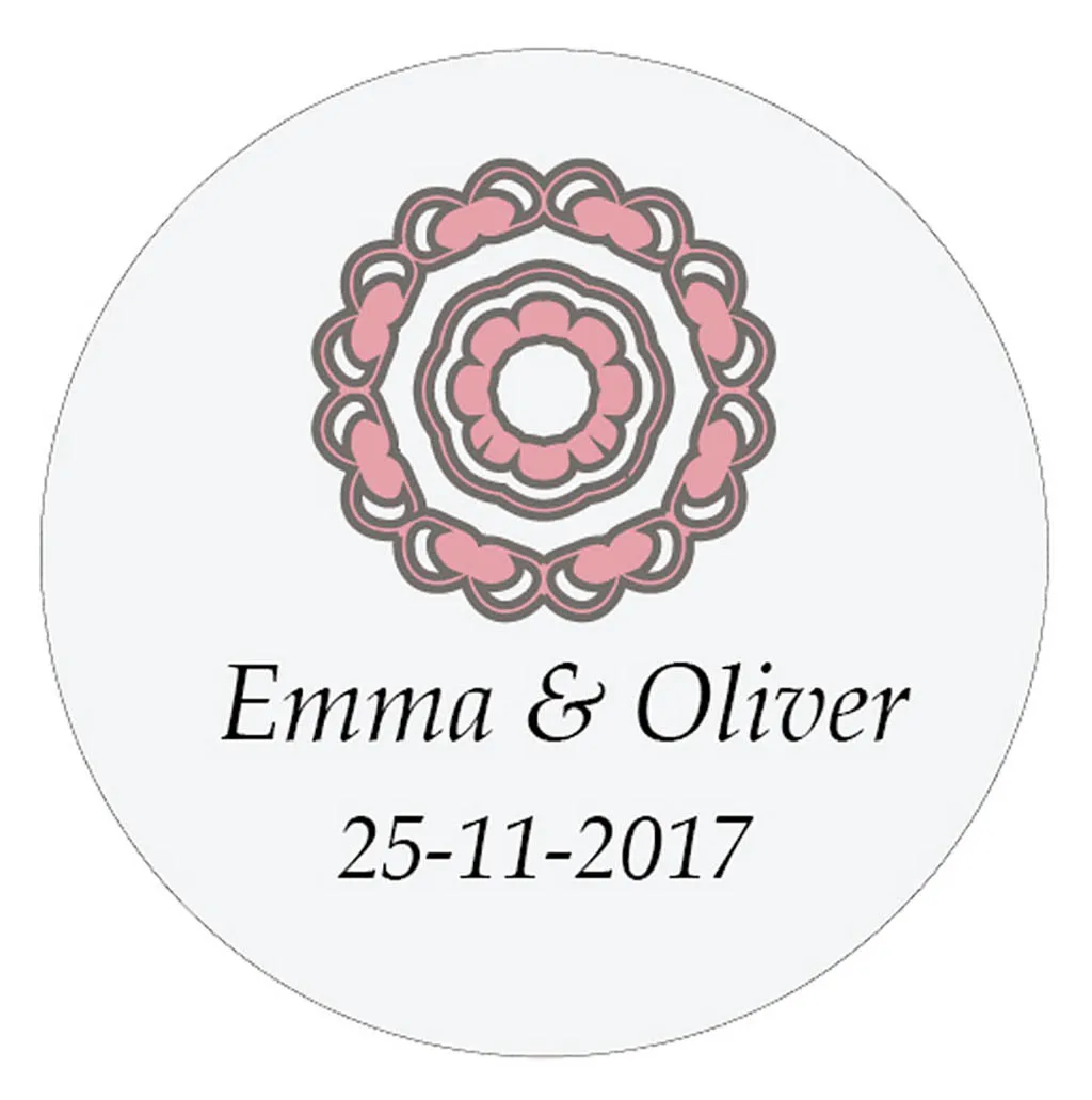 

DouxArt 100 Pieces Custom Personalized, Wedding Stickers, 40mm Flowers Wedding Baptism Communion Invitations Gift Labels