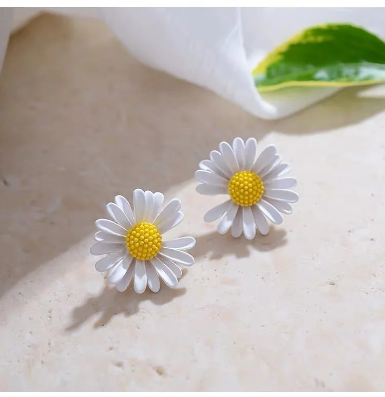 Женские серьги гвоздики в Корейском стиле с цветком Маргаритки|Серьги-гвоздики| |