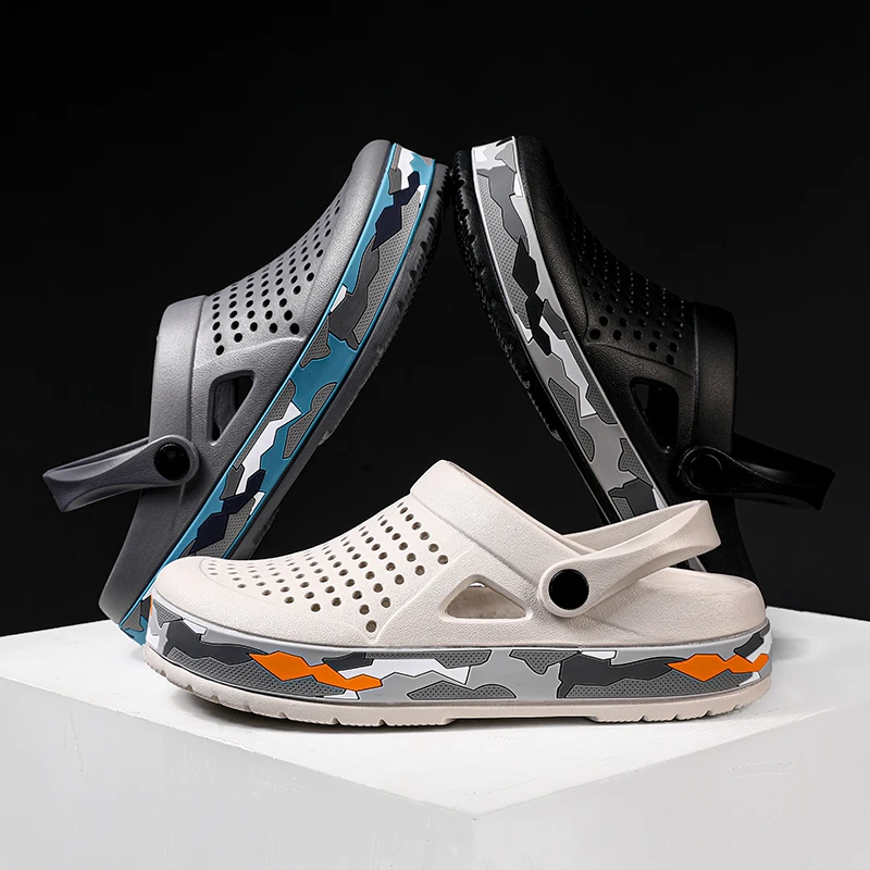 

Mens Clogs Camo 2021 New Mens Sandals Summer Beach Slippers Men Outdoor Casual Men Sandals Water Shoes Male Big Size