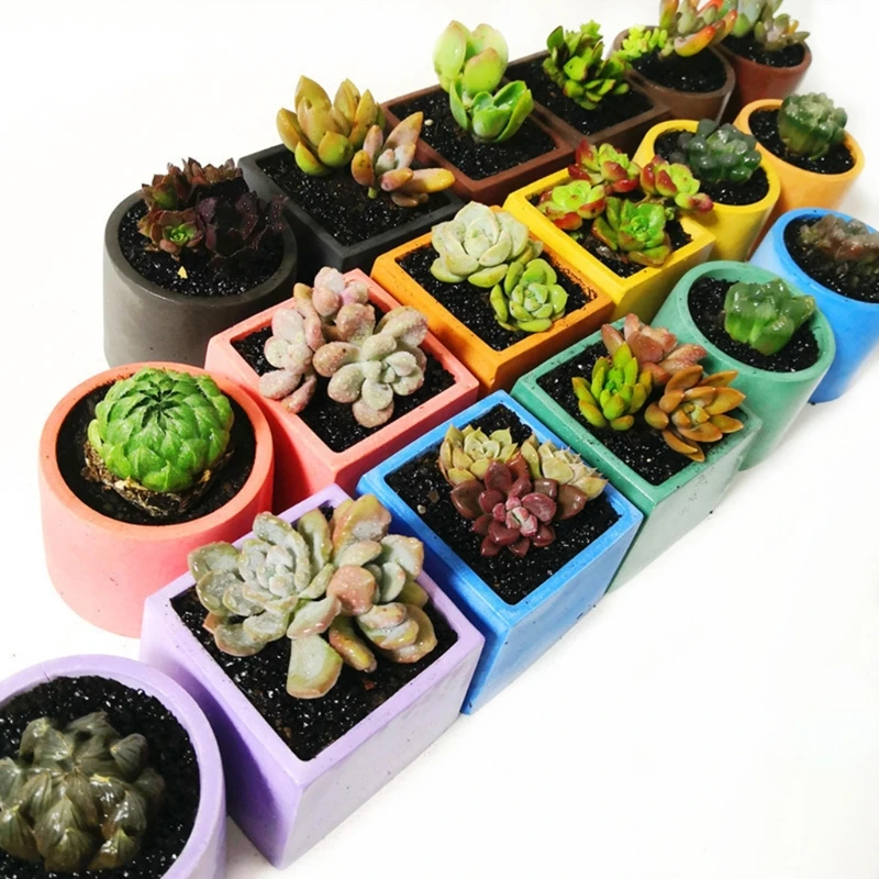 

Square Round Concrete Flower Pot Tray Silicone Mould DIY Crafts Casting Tool Planter Epoxy Resin Mold