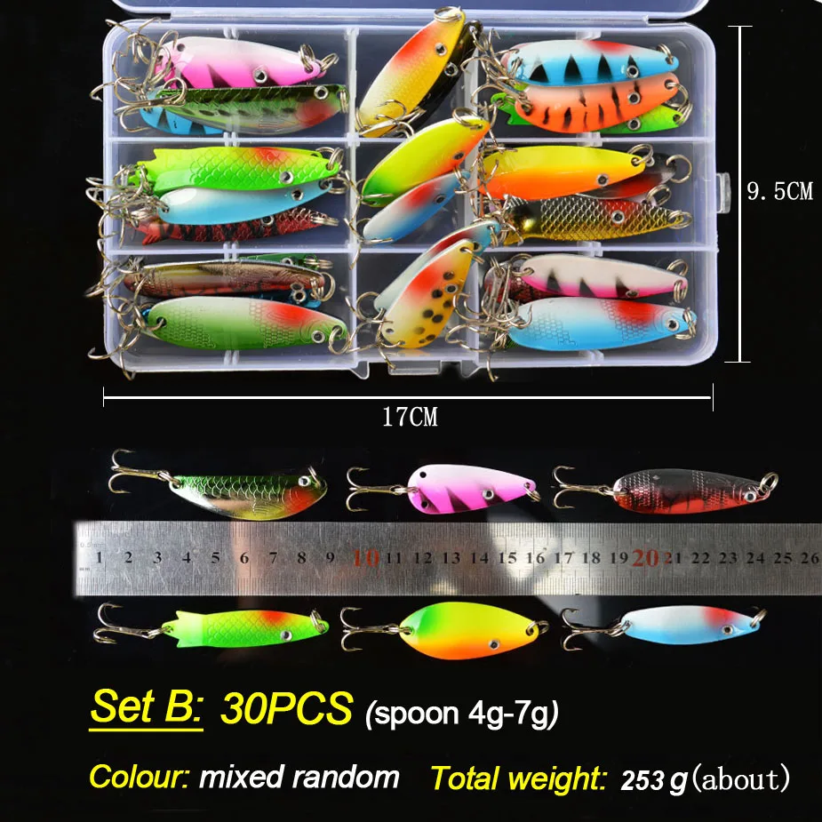 Тома блесны рыболовные приманки комплект смешанные цвета/Размеры/Вес