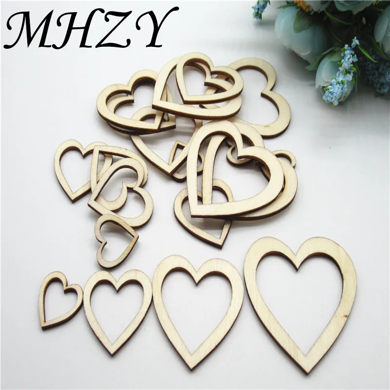 20/50pcs2 5cm натуральный смешанный размер в форме сердца имеют отверстие шаблон