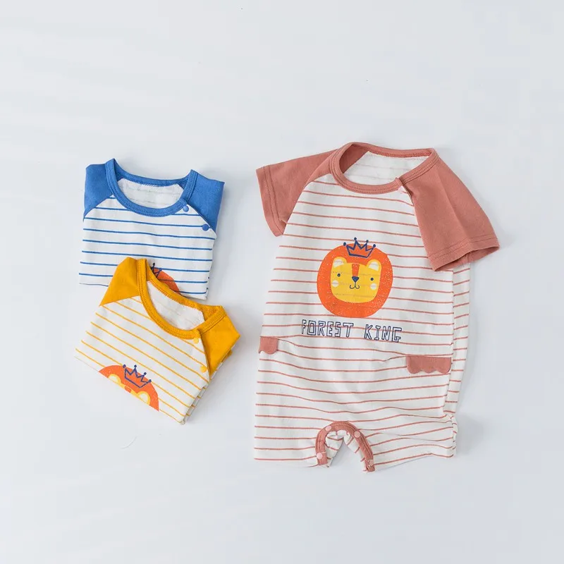 Летние комбинезоны для мальчиков и девочек с принтом животных Детский