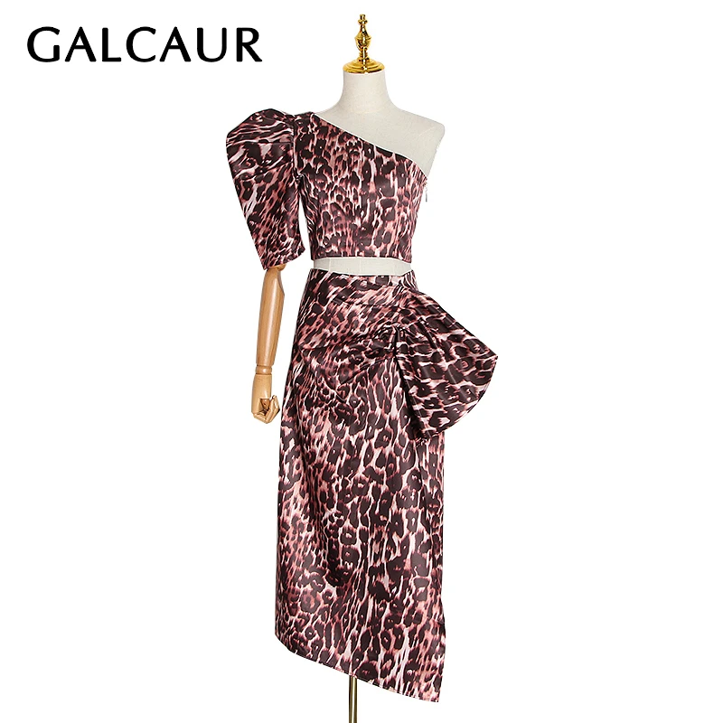 GALCAUR асимметричный комплект из двух предметов Женский Топ с открытыми плечами и