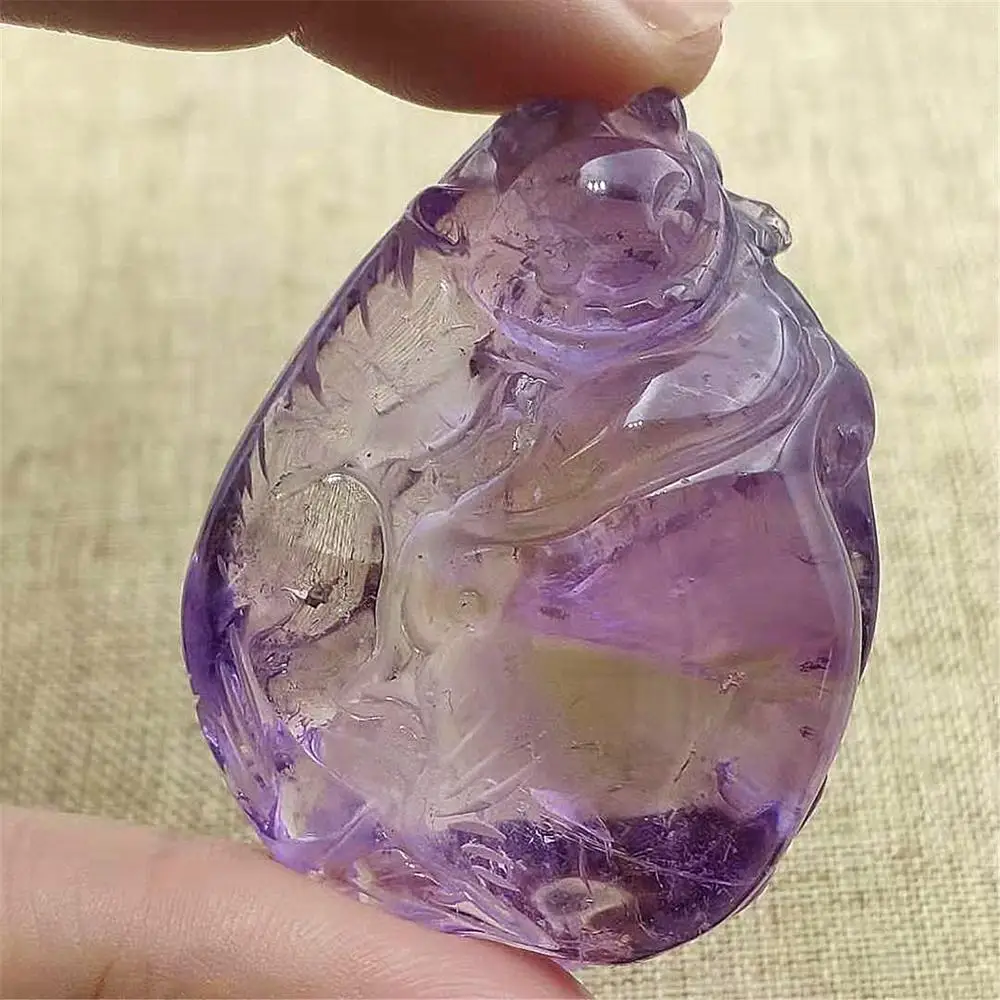 Ожерелье из натурального фиолетового аметрина подвеска в виде капли воды