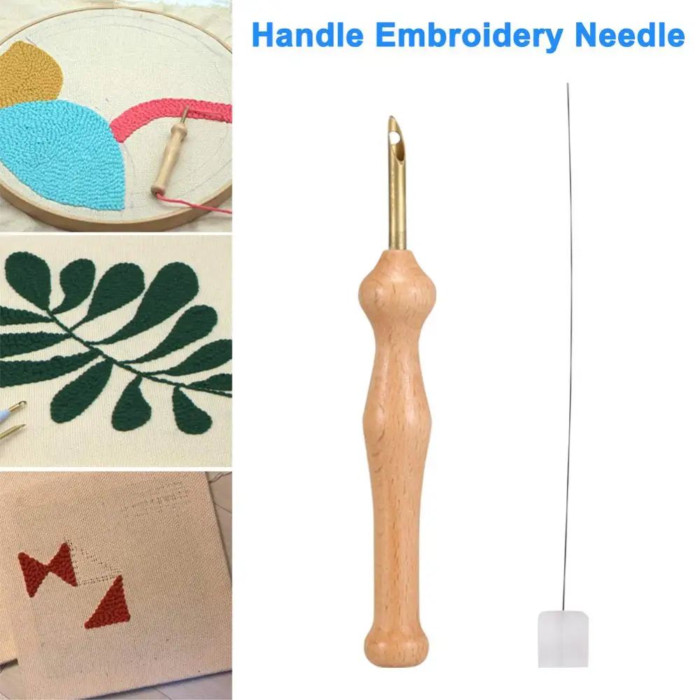 Вязальная вышивка игла практичный удар иглы набор деревянная ручка инструменты