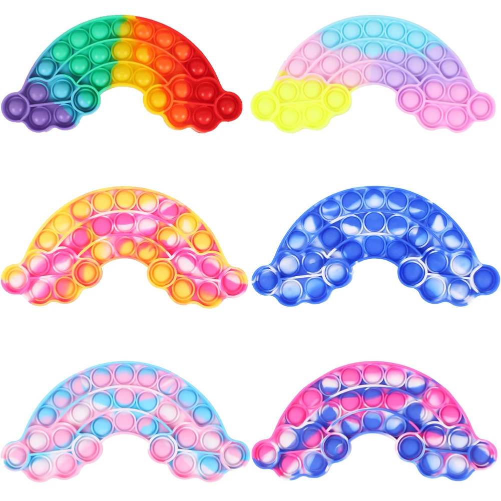 

Силиконовая Радужная пузырьковая доска, игрушка для аутизма, детский сенсорный обучающий инструмент