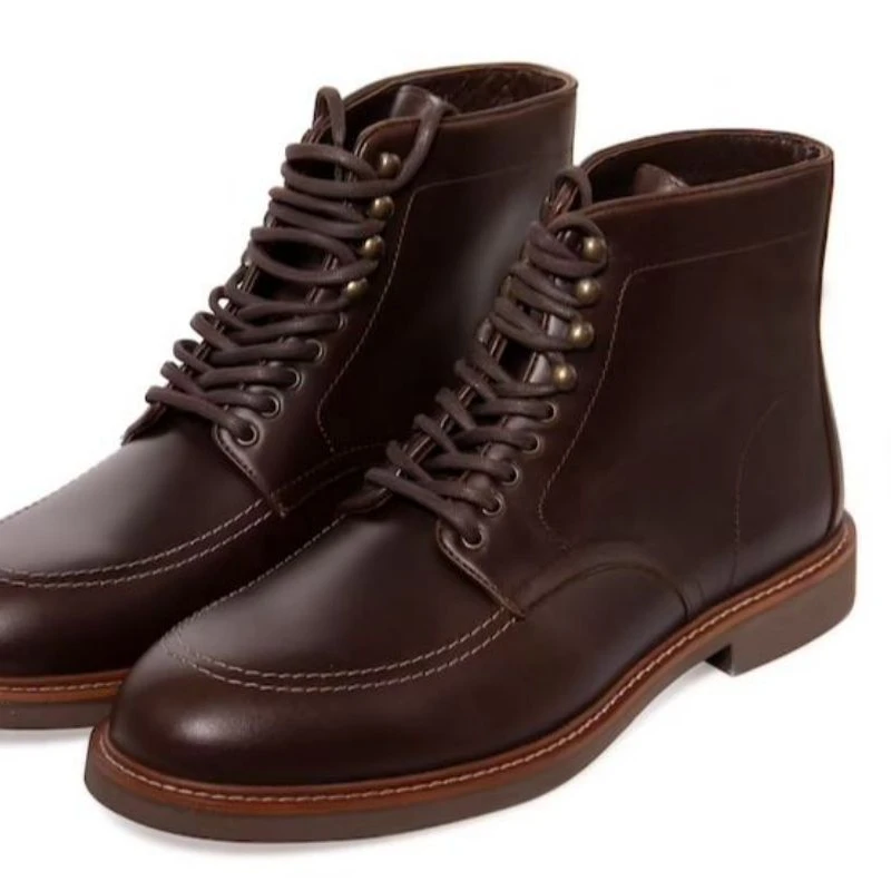 

New Men High Quality PU Leather Lace Up High Top Martin Boots Ankle Boots Business Dress Boots British Style Versatile AQ243