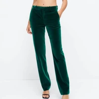 2021 womens green pants fashion casual suit pants solid high waist straight women trousers fashion office chic female pants
