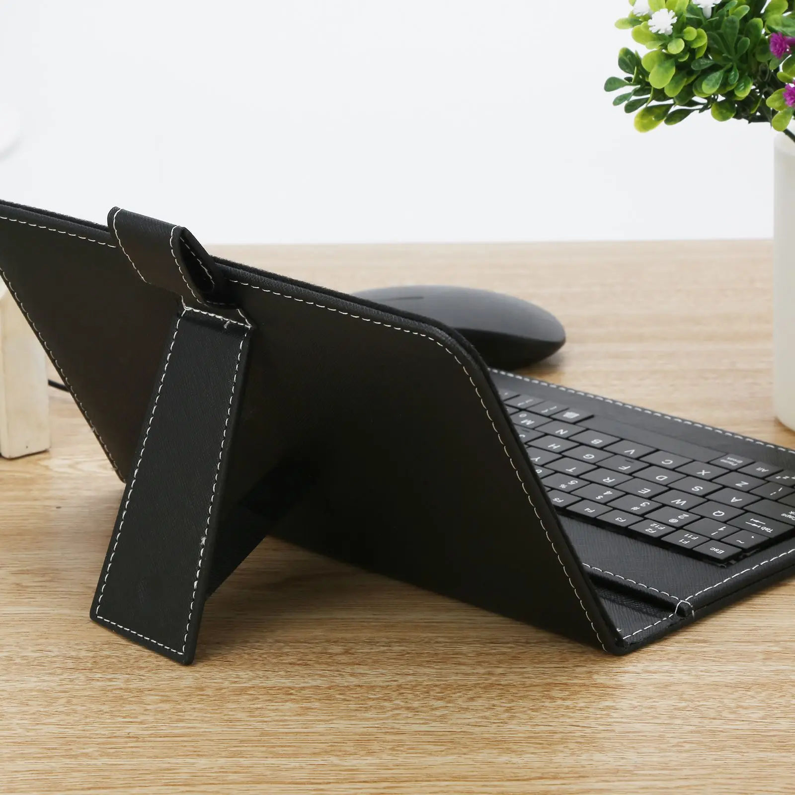 portable wired type c mobile phone keyboard mouse set with leather cover stand for huawei samsung fit mobile phones up to 7 free global shipping