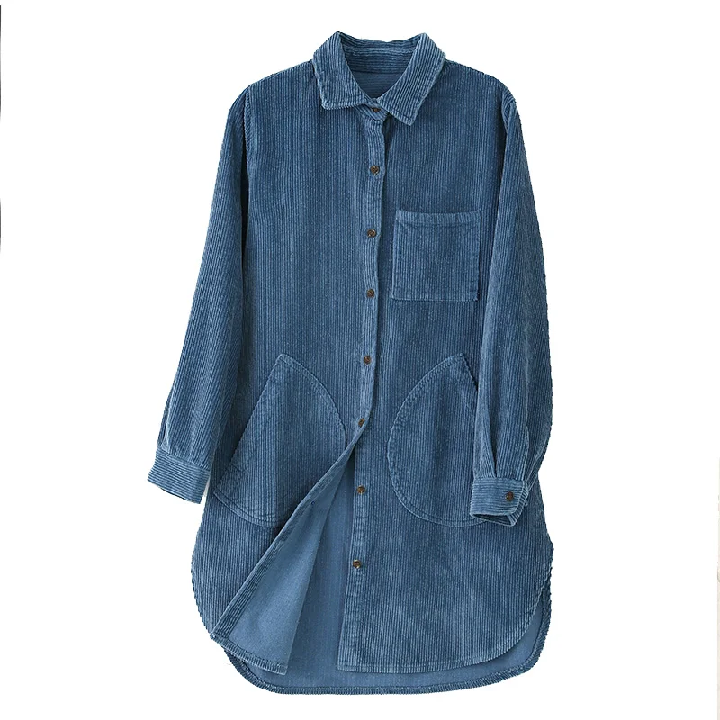 Женская Вельветовая куртка повседневная однотонная верхняя одежда средней