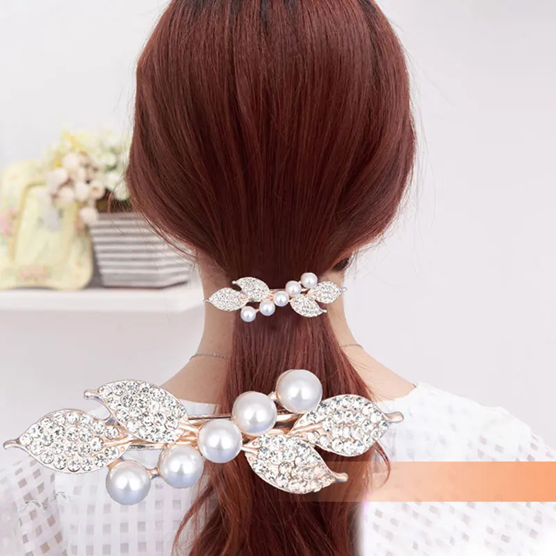 

Ladies Hair Accessories Pearl Rhinestone Flower Spring Horizontal Clip Ponytail Clip Large Flower Hairpin Large Ponytail Hairpin