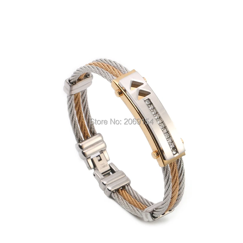 Золотые ювелирные изделия браслет очаровательный мужские из нержавеющей стали