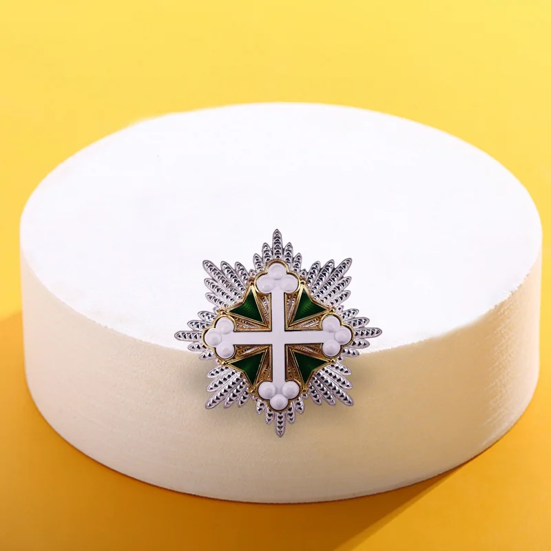 Немецкая прусская заслуга эмалированная шпилька Снежинка Белый Фотофон с