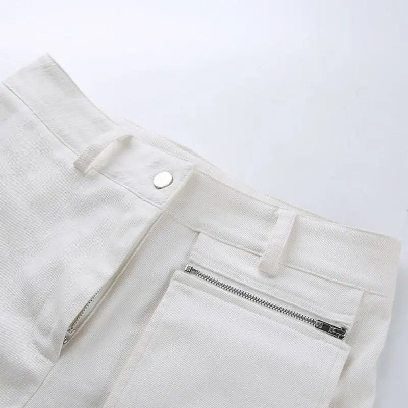 Women Summer High Waist White Cargo Shorts With Detachable Large Zipper Pockets Skinny Sexy Hot Pants Harajuku Casual Streetwear | Женская