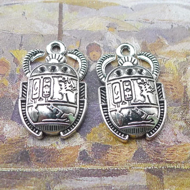 Подвески для сережек, 5 шт., 26x16 мм, подвески в виде жука античного серебра