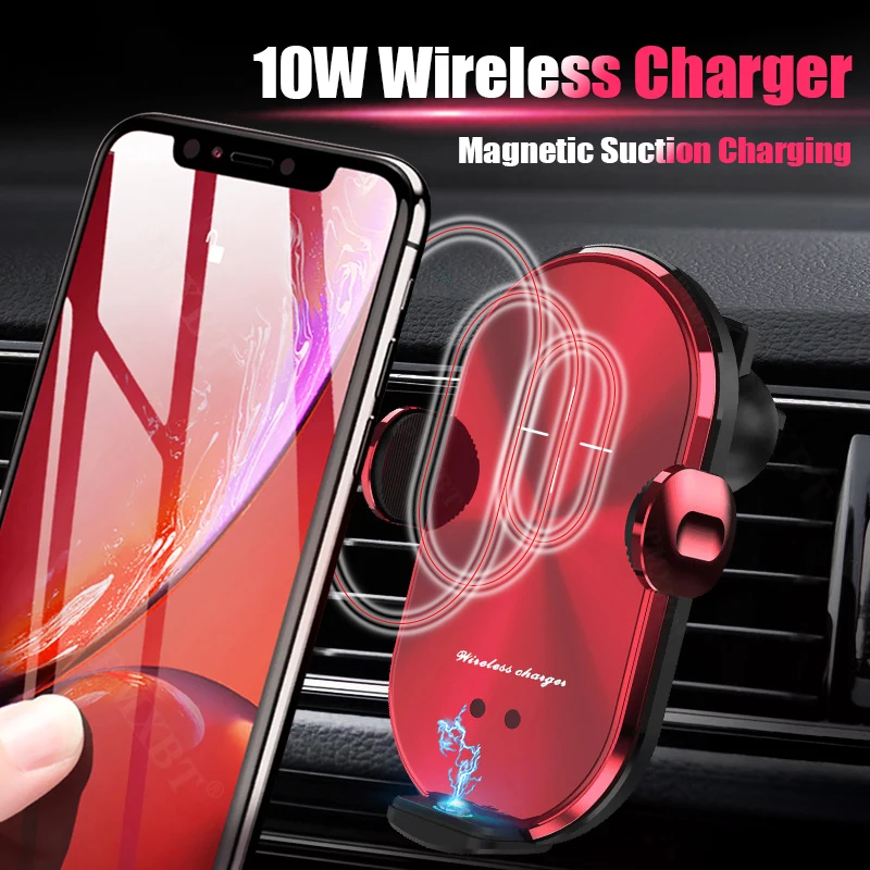 

QI 10W Wireless Charger Infrared Induction Fast Charging For iPhone 13 Xiaomi Samsung Mobile Phone Air Vent Mount Holder in Car