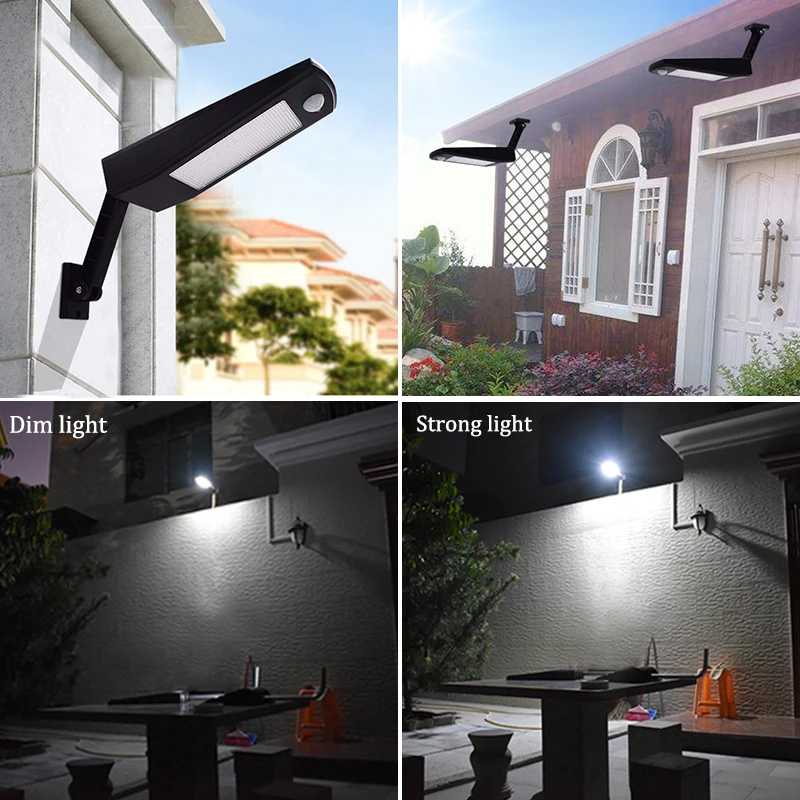 

900lm Led Solar Light Outdoor Waterproof Lighting For Garden Wall 48 leds Four Modes Rotable Pole Solar Lamp Newest