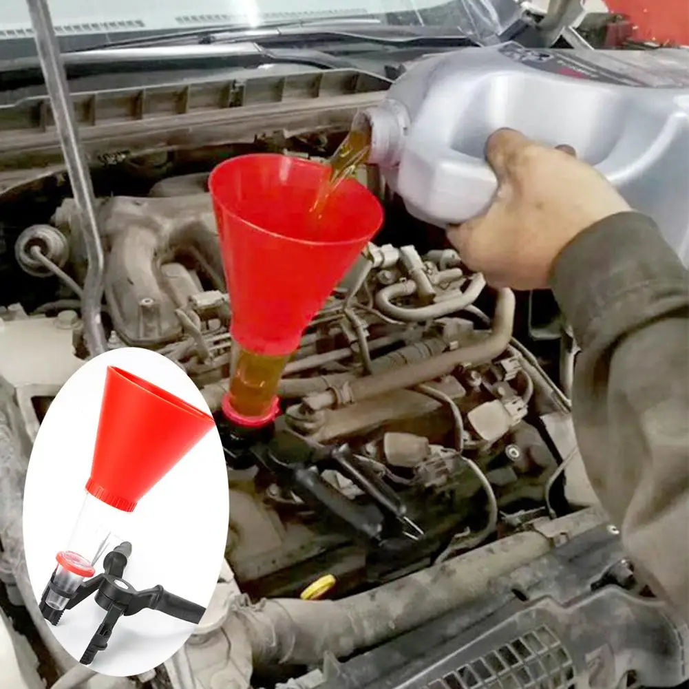 

Universal Car Engine Oil Funnel Kit Spillproof Oil Filter Tool Set Non-leak Auto Oil Add Funnel Filling Charging System Device