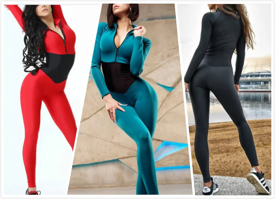 2023 New Women Set Sportswear Siamese Sports Suit Gym Wear Running Clothing Tracksuit Sexy Ensemble Zipper Jumpsuits Fitnes