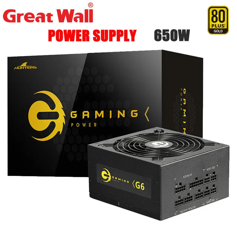 

Great Wall Desktop Power Supply 650W 12V 24 Pin ATX Power Source 140mm Mute Fan Gaming 80 Plus Gold PSU Unit PC Power Supplies