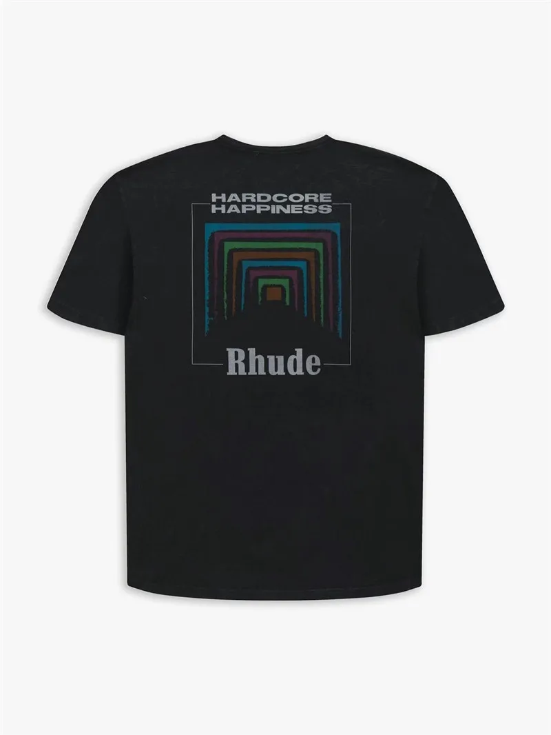 

RHUDE Heavy Fabric BOX PERSPECTIVE T shirt Men Women 1:1 High Quality Graphic Rhude T-shirt Unisex Vintage Wash Tops Tee