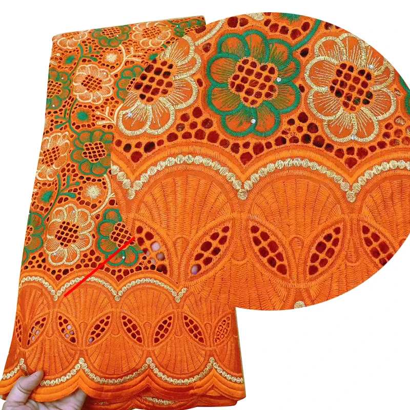 Материал для вышивки, 100% хлопок, 5 ярдов, Цветочная сетка, кружево с красивыми листьями и круглым узором в Дубае, африканском стиле от AliExpress RU&CIS NEW