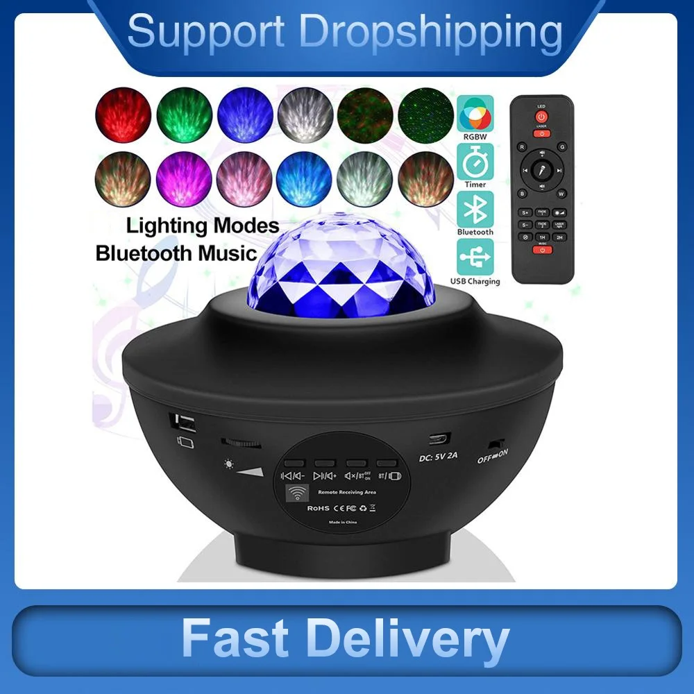 Цветной проектор Звездное небо галактика Blueteeth USB Голосовое управление