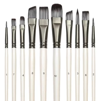 paint brushes set for art acrylic gouache oil watercolor artist canvas synthetic nylon tips 10 pack various pen shapes