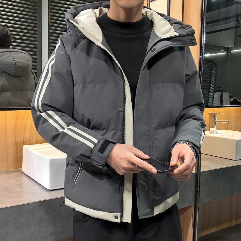 Новая зимняя мужская парка толстое теплое пальто куртки-Пуховики с