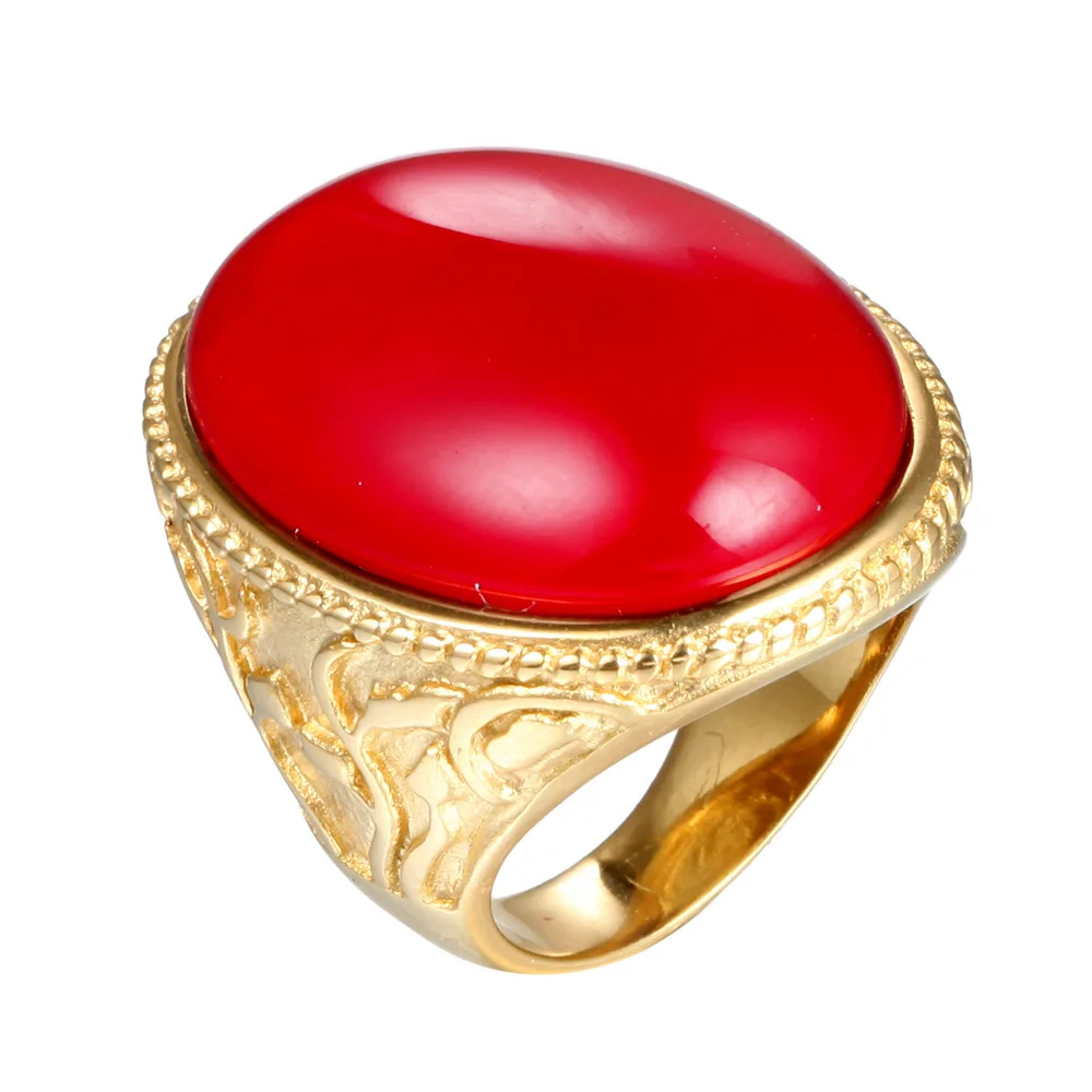 

Wholesale New Big Ellipse Opals Finger Rings TopTitanium Steel Rings Fashion Jewelry Anniversary Party Wedding Engagement Men