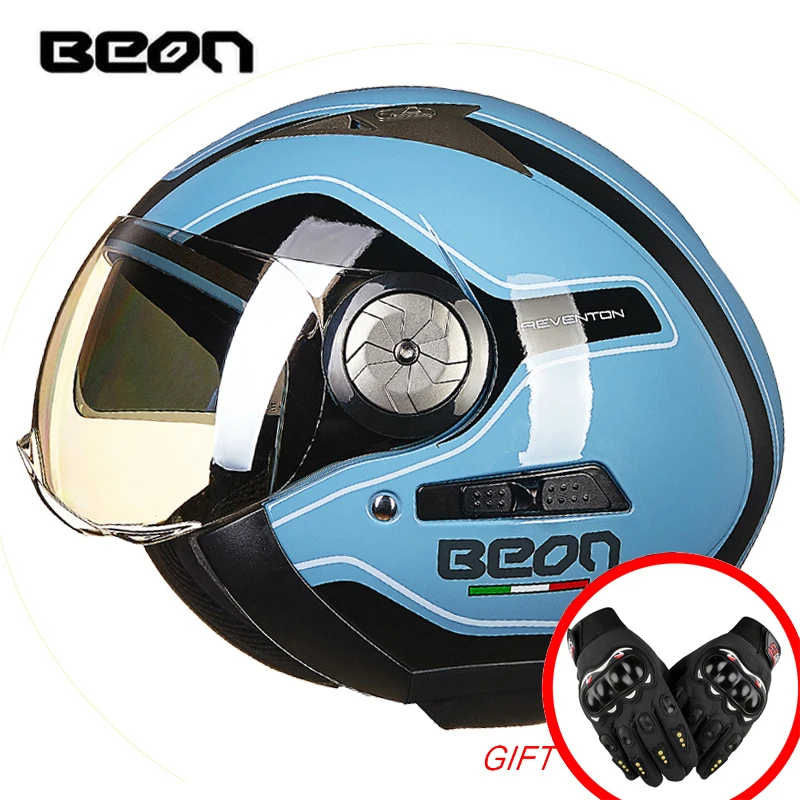 Мотоциклетные полушлемы BEON для мужчин и женщин 3/4 шлемы с двойным козырьком гонок