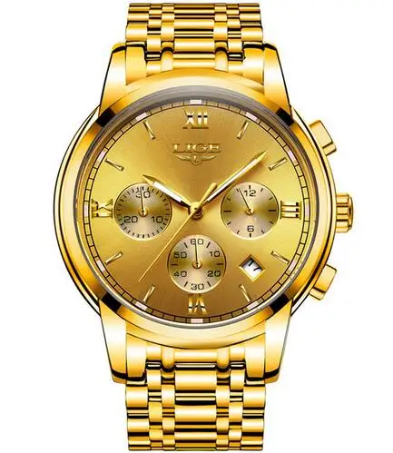 Full gold LIGE, новинка, розовое золото, женские часы, Бизнес Кварцевые часы, женские, Топ бренд, роскошные женские наручные часы, женские часы, Relogio Feminin - Цвет: Full gold