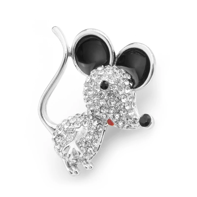 Женская эмалированная брошь Wuli & baby золотистые и Серебристые броши в форме мыши