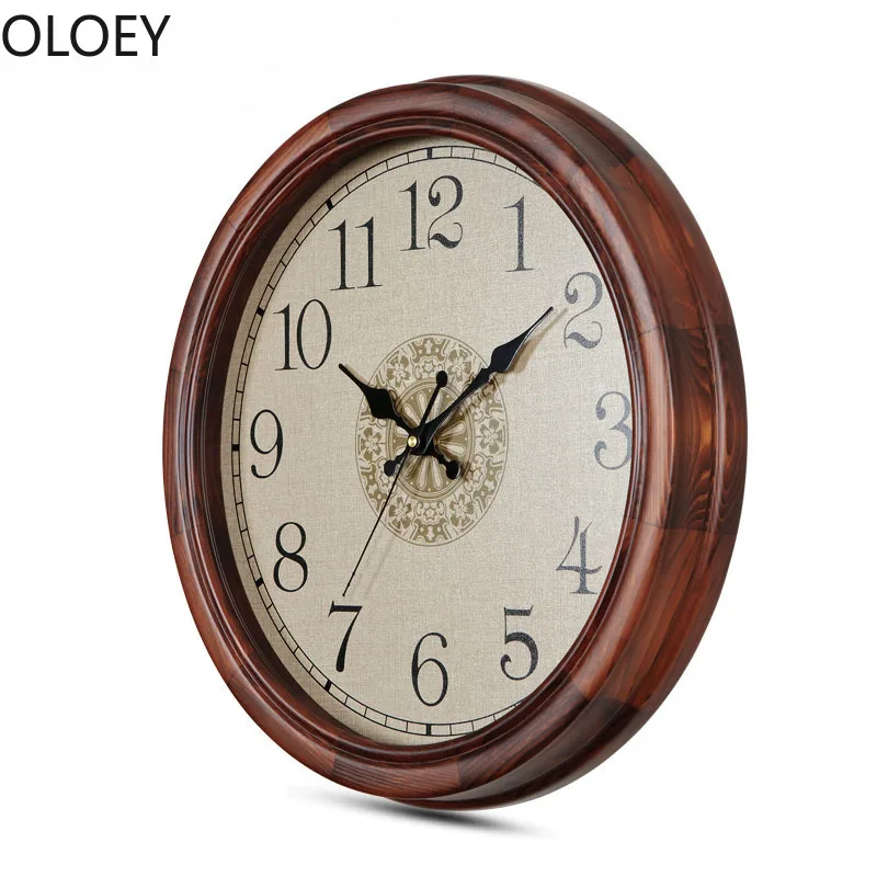 Большие настенные часы из массива дерева в стиле ретро бесшумный механизм