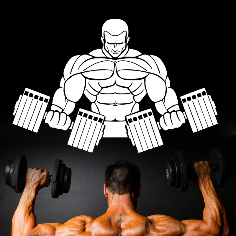 

Fitness Decal Gym Dumbbell Sticker Body-building Posters Vinyl Wall Decals Decor Mural Fitness Words Crossfit Decal Gym Sticker