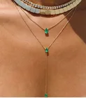 Ожерелье с подвеской в виде слезы, с зеленым фианитом, для женщин, Классическая цепочка до ключицы