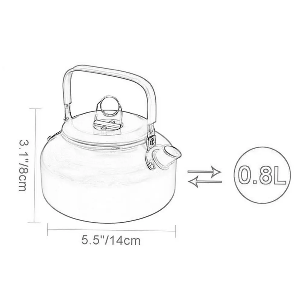 

0.8L Camping Teapot Kettle Coffee Pot Outdoor Portable Teapot Cooking Tool Cookware Picnic Hiking Supply
